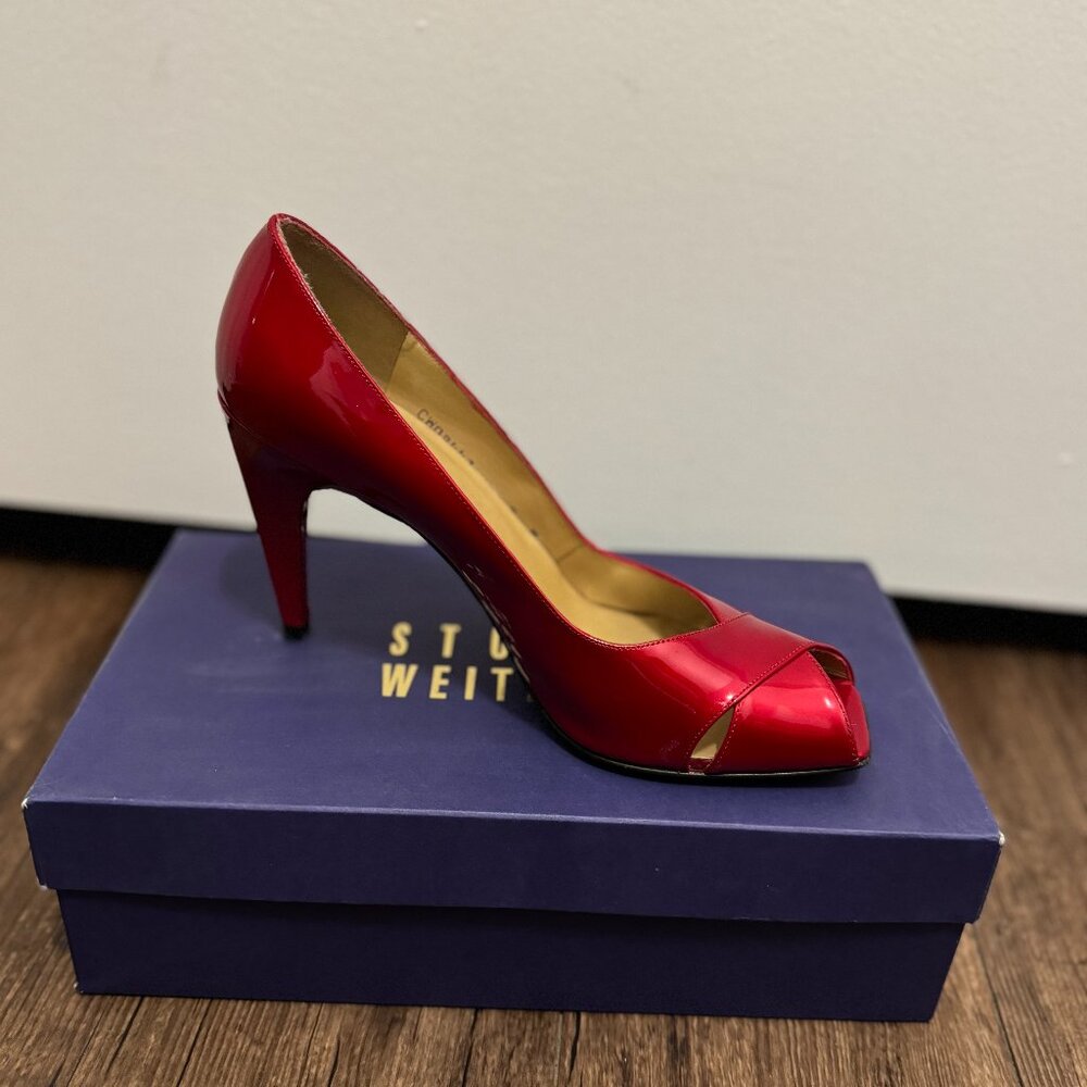 Stuart Weitzman Max Heeled Shoes in Red Quasar - Size 9M